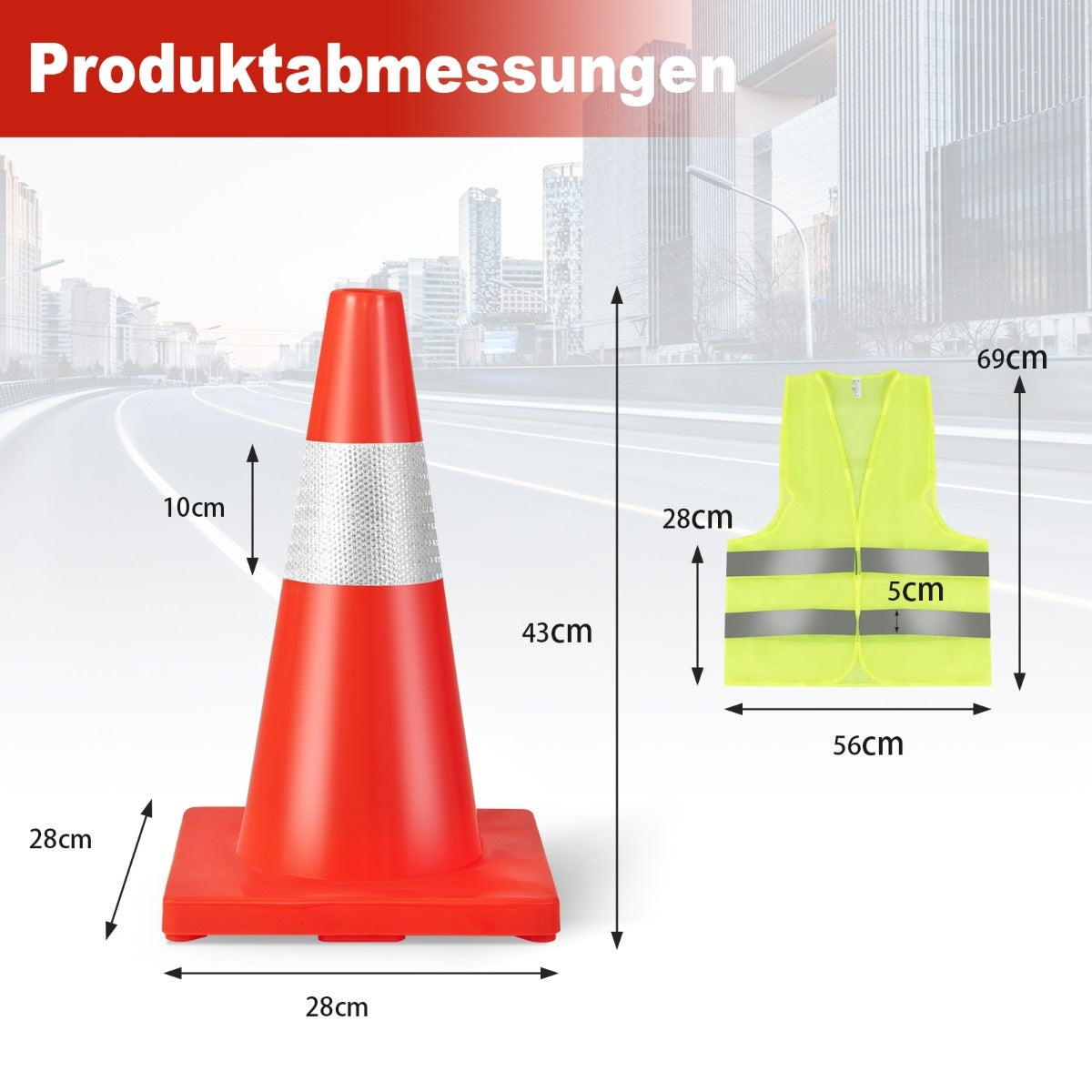 Coast 12er Pack Leitkegel Sicherheitskegel mit reflektierendem Kragen orange Verkehrsausrüstung aus PVC