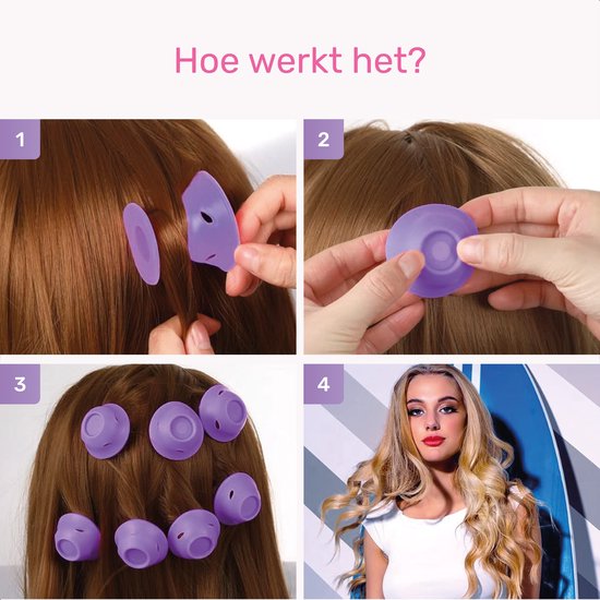 Silikon Lockenwickler Set - 40 Stück - Inkl. Haarnetz - Kamm und 30 Gummibänder - Hitzefrei Locken - Lockenwickler - Lockenwickler - Locken ohne Hitze