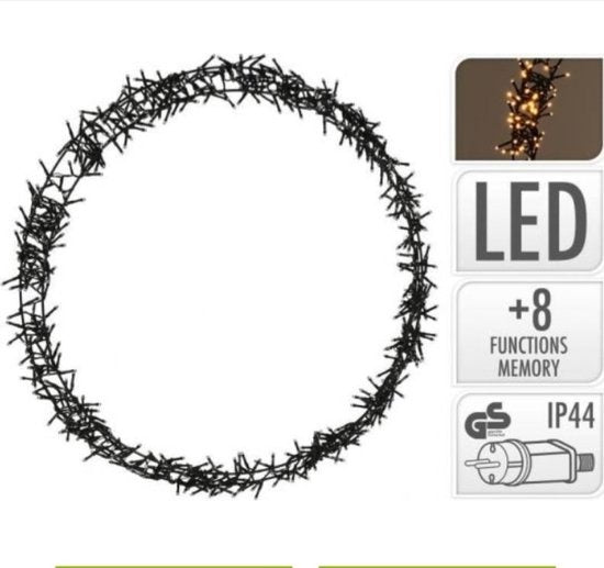H&S - Weihnachtskranz - Ring - ˜38cm - 300led - Extra Warm White - 8 Einstellungen