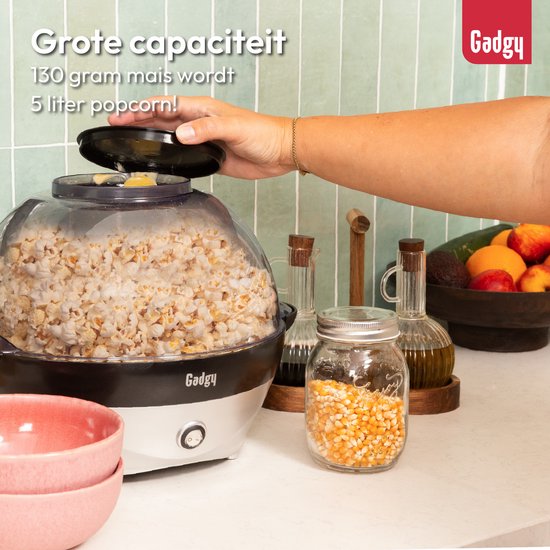 Gadgy Popcornmaschine, rund, mit Antihaftbeschichtung – Leise und schnelle Popcornmaschine – 5 Liter – Funcooking für Partys und Kinder – Popcornpfanne – Geschenk für Kinder
