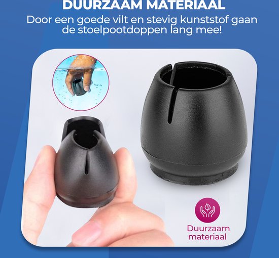 Roegaarden Stuhlbeinschoner Rund - Stuhlbeinkappen - Stuhlbeinfilze - 24 Stück - Schwarz - 17-21MM