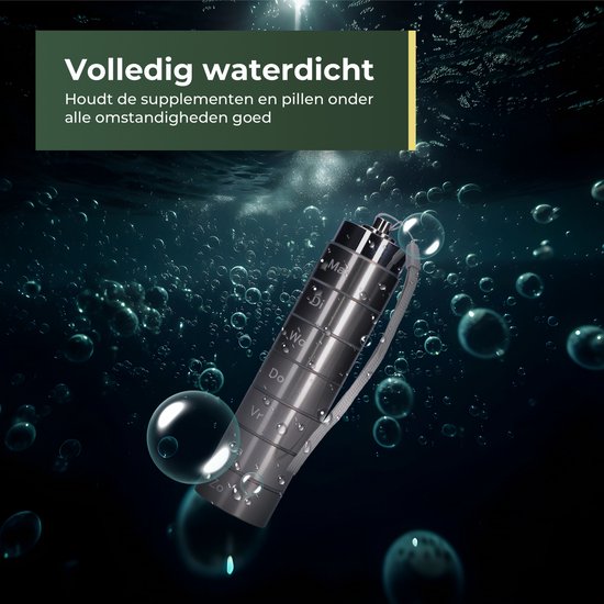 Gandria Pillendose 7 Tage - Herausnehmbare Pillendose - Pillendose mit 7 Fächern - Medikamentenbox mit stabilem Verschluss - Hülle - Wasserdicht - Grau