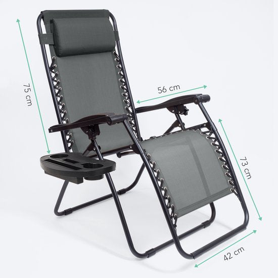 LifeGoods - Faltbare Gartenstühle - 2 Stück - 30°-90° verstellbar - Metall - Dunkelgrau