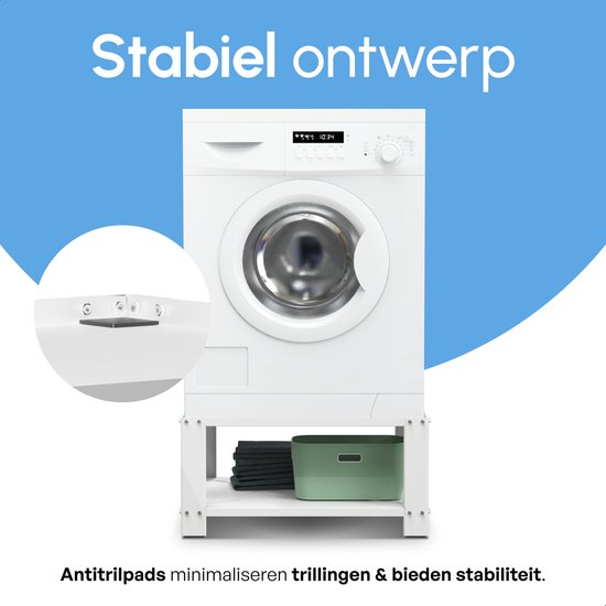 Bodo® - Waschmaschinenaufsatz - Waschmaschinenaufbaumöbel - Waschmaschinenaufsatz mit Ablage - Waschmaschinensockel - Universal - Weiß