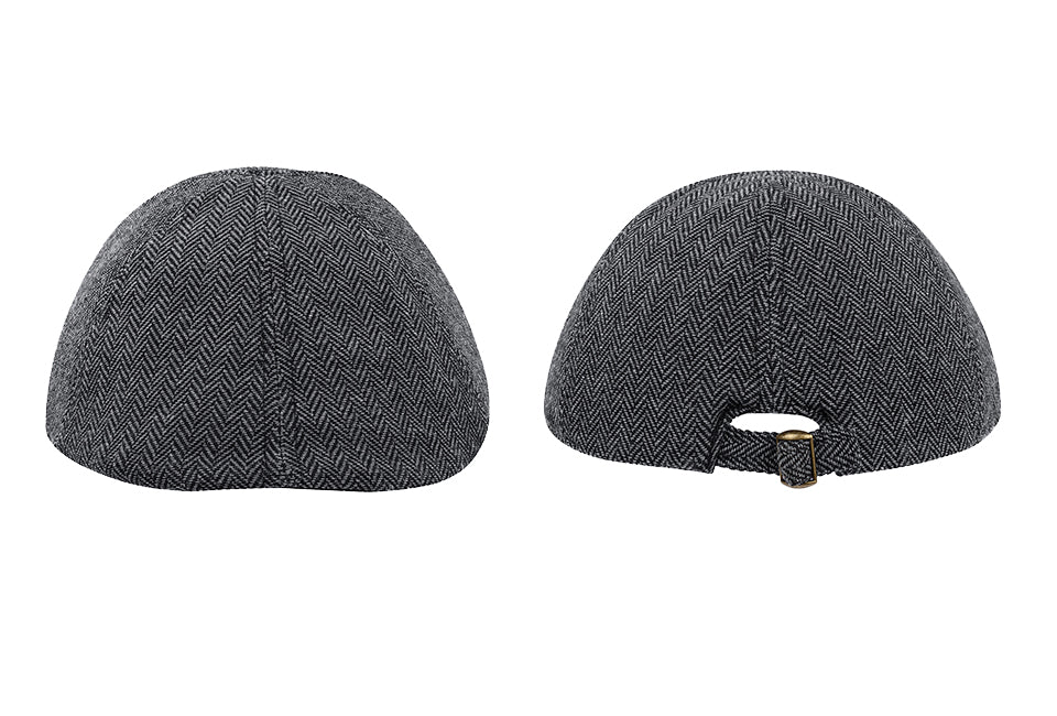 Milanoro Flat Cap in Grau - Stilvolle Wollmischung für kalte Tage - Zeitloses Fischgrätenmuster