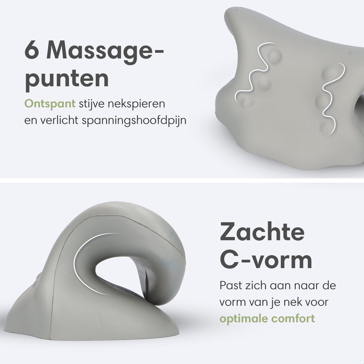 Lifeproducts Nackentrainer - Massagekissen - Nackenmassagegerät - Shiatsu-Massagekissen - Kissen für Nackenschmerzen - Nackentrainer - Grau