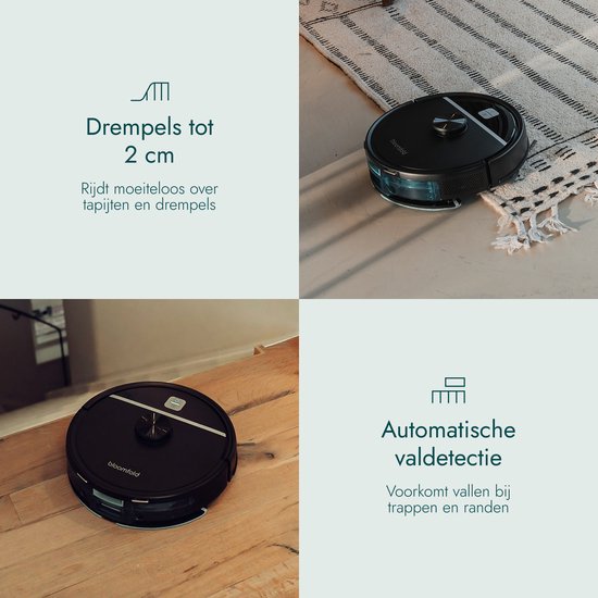 Bloomfold Roboterstaubsauger mit Wischfunktion und Entleerungsstation – 19.000 Pa Saugkraft – LiDAR-Navigation – 180 Minuten – Intelligenter KI-Roboterstaubsauger – Geeignet für Tierhaare