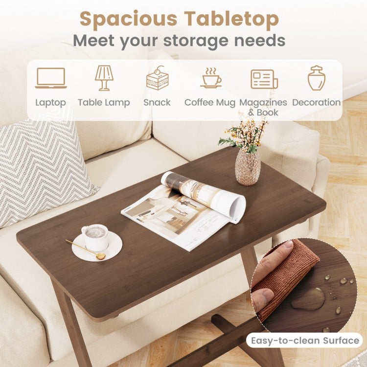 Coast Z-förmiger Beistelltisch Bambus Braun/Natur - 76 x 41 x 71 cm - Sofa Beistelltisch