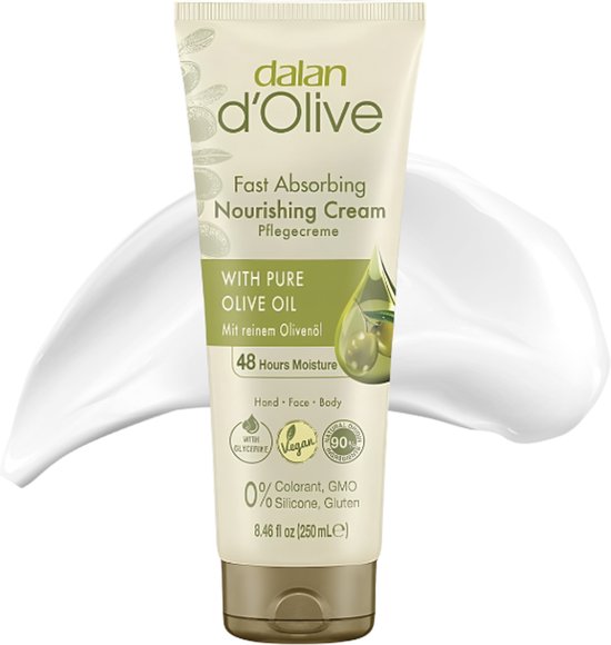 Dalan D’Olive Nourishing – Pflegende Hand- und Körpercreme – Intensiv feuchtigkeitsspendend – Sheabutter & Olivenöl – Für trockene Haut