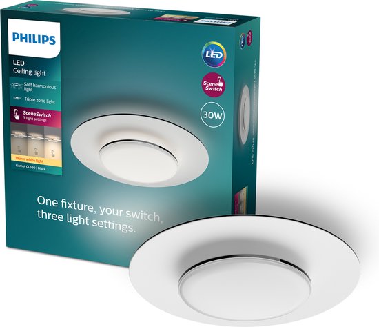 Philips Garnet Deckenleuchte - Schwarz - 27K - 30W