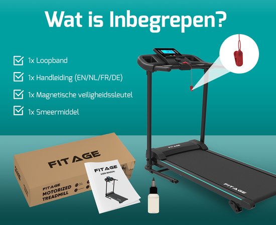 FITAGE - Laufband - 12 km/h - 3 Steigungen - elektrisch