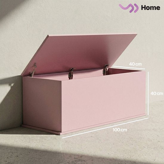 VDD Home – Aufbewahrungskiste – Spielzeugkiste – Deckenkiste – Rosa – Holz – 100 x 40 x 40 cm