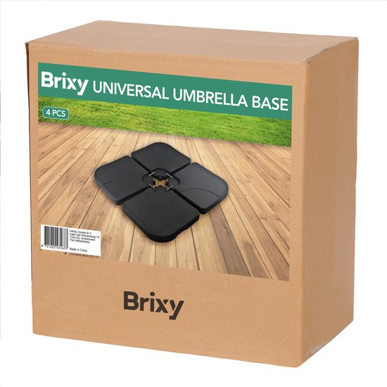 Brixy Sonnenschirmfliesen - Sonnenschirmfuß - füllbar bis zu 80kg - 50x50cm - 4 Stück - Sonnenschirmfliesen für Kreuzfuß - Schwarz
