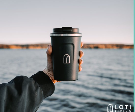 Loti Living Kaffeebecher To Go - Thermosbecher - Kaffeebecher für unterwegs - Teebecher - Reisebecher - 380ml - Schwarz