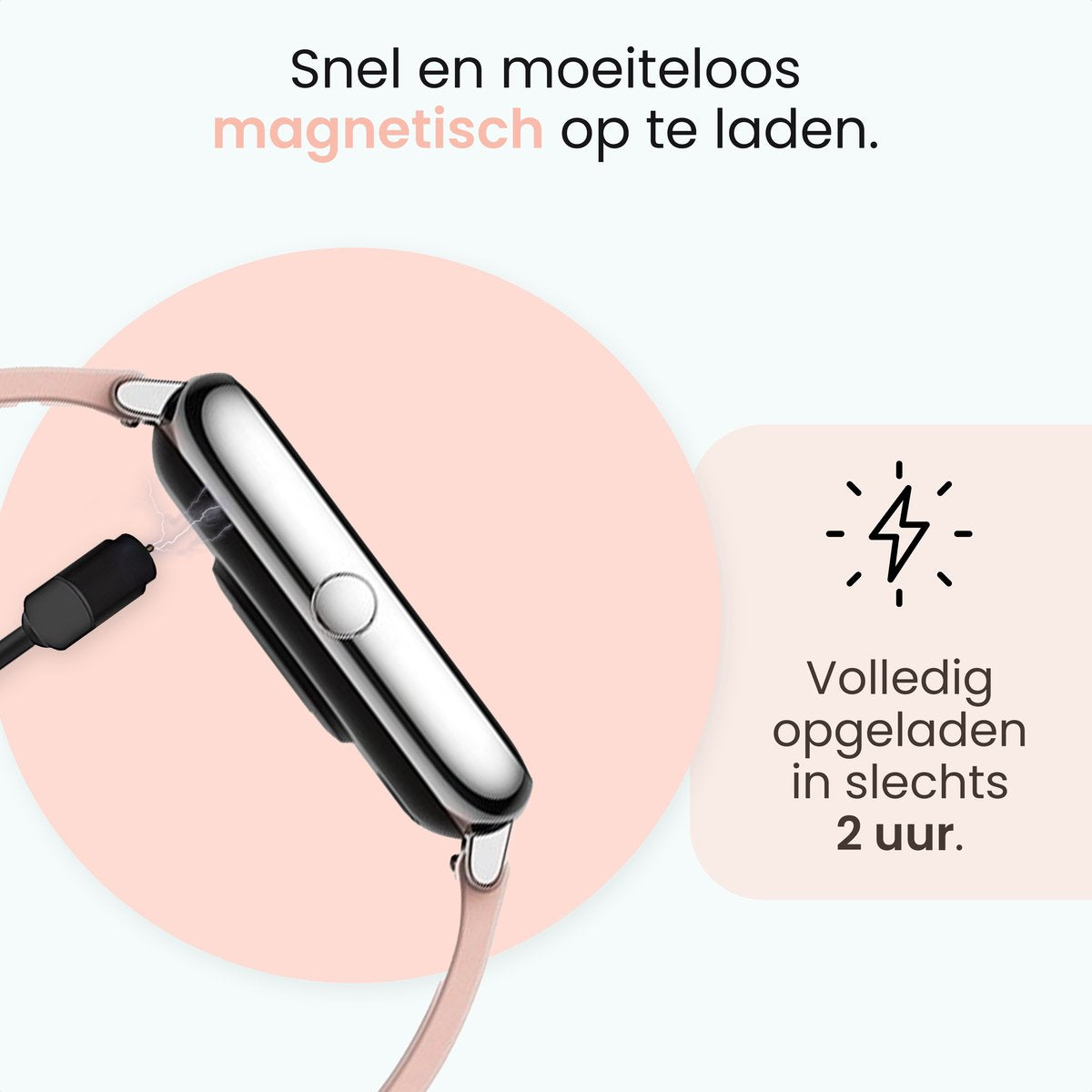 MAOO AMPLIFY Smartwatch - Inkl. Bildschirmschutz - Herzfrequenz, Blutdruck, Blutsättigung, Schlaf, Entfernung - Schrittzähler - Smartwatch Damen - Uhr - Weihnachtsgeschenk - Pink