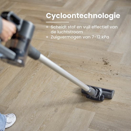 Nexxt Cordless Stick Vacuum Cleaner mit Cyclone Technology - Leichter Staubsauger mit beutelloser Staubabsaugung - HEPA 13 Filter - Komplettset - Schwarz