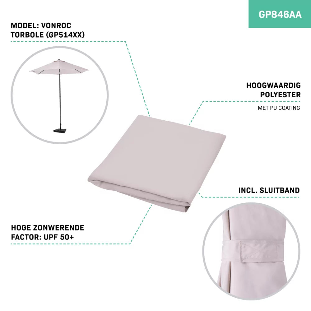 VONROC Sonnenschirmtuch - Ø200cm - Für Stocksonnenschirm Torbole GP514XX | Beige