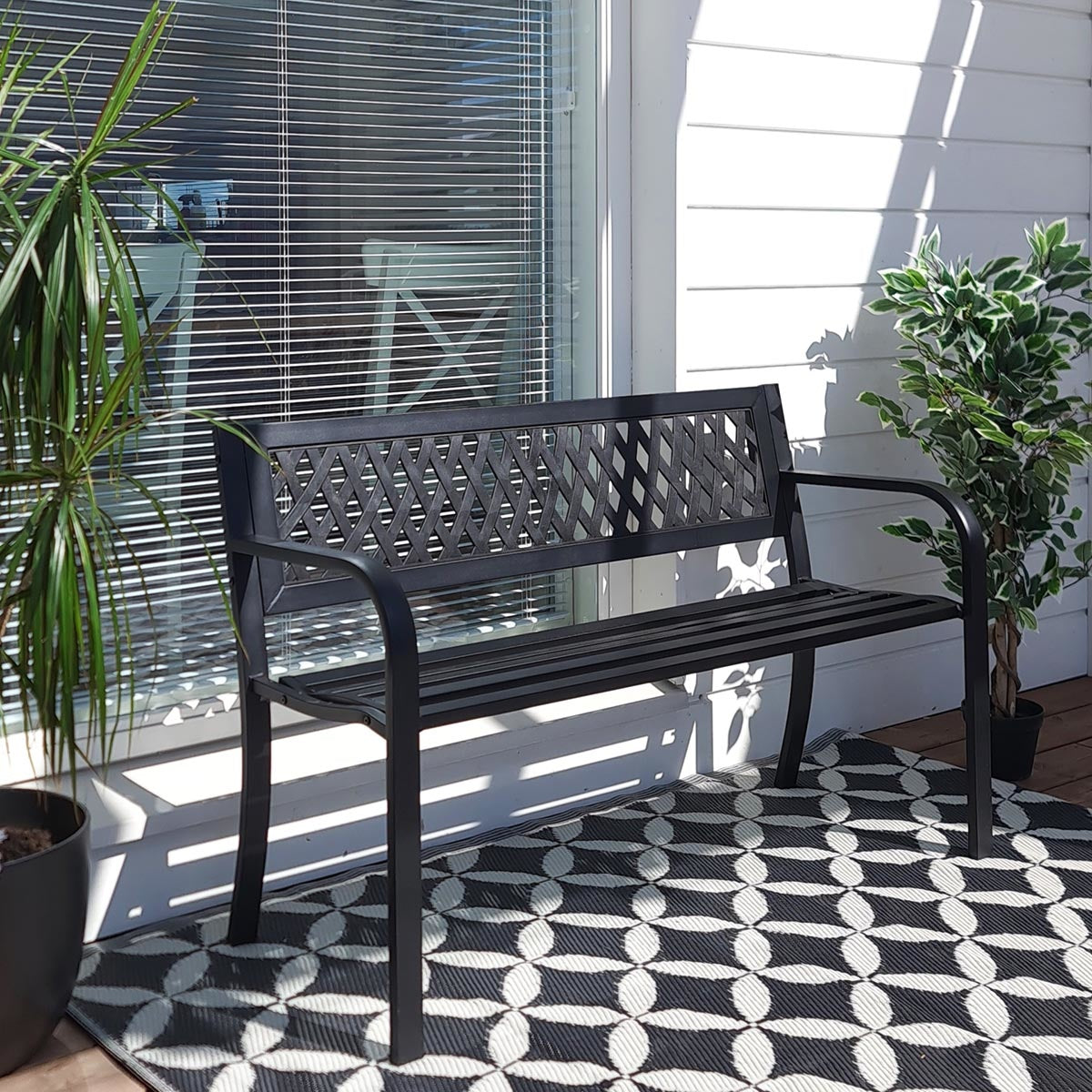 Relaxwonen - Pro Gartenbank - 119x50x75 cm - Stahl - Schwarz