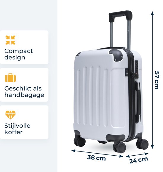 Pathsail - Handgepäck Koffer 40L x 55CM - ABS - Leichter Trolley - Inkl. TSA-Schloss & Spinner-Räder - Silber