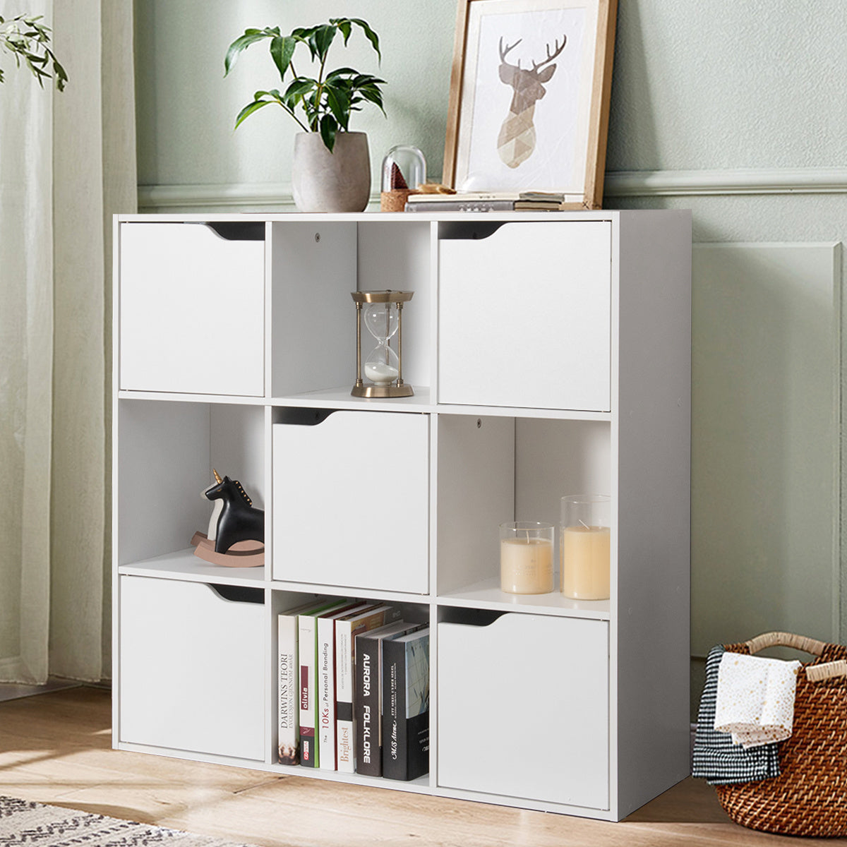 Coast Regal mit 9 Fächern und Türen - Holz - 90 x 29 x 90 cm - Weiß