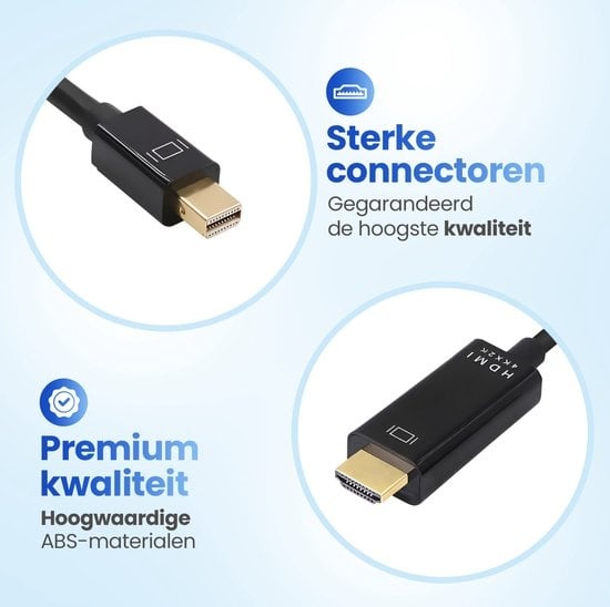 Garpex® Mini DisplayPort zu HDMI Kabel - Mini DP zu HDMI Kabel - HDMI Kabel - 4K 30Hz Ultra HD - Schwarz - 1.8 Meter