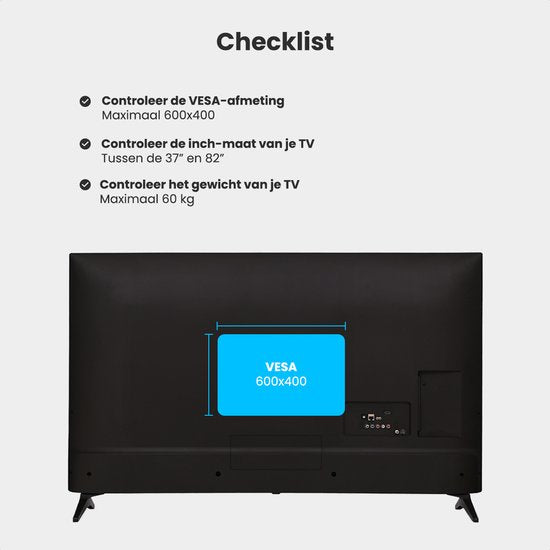 Auronic TV-Halterung - TV-Wandhalterung - neigbar - 37 bis 82 Zoll - bis zu 60 kg - Schwarz