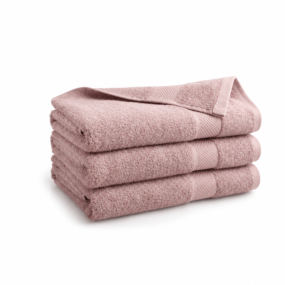 DoubleDry Badetuch-Set, 3er-Set – Misty Rose – 70 x 140 cm – 100 % Baumwolle – 500 g/m² – Waschbar bei 60 °C