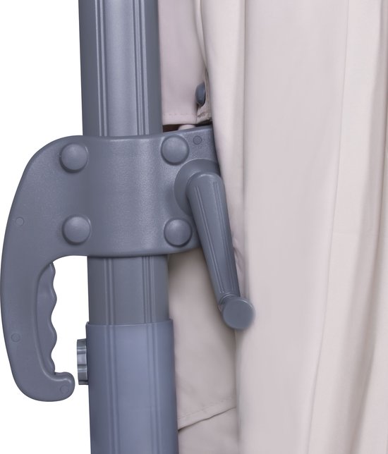 VONROC Premium Floating Parasol Pisogne 300x300cm - Inkl. Kreuzfuß & Schutzhülle - Quadratischer Sonnenschirm - 360° drehbar - Neigbar - UV-beständiges Tuch - Beige