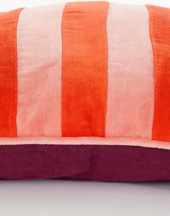 In The Mood Collection Clair Kissen - L45 x B45 x H10 cm - Baumwollsamt - Rosa, Rot