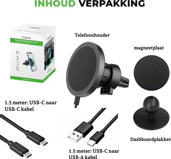 iSetchi Telefonhalterung - Qi Wireless Charger - 15-Watt-Schnellladegerät - Lüftungsgitter