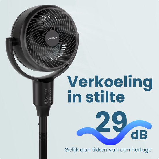 Auronic Stativventilator – Standventilator – Luftkühler – Boden- und Tischventilator – Omni – 3 Geschwindigkeitsstufen – Leiser Ventilator – Ventilator – Mit Fernbedienung – Schwarz