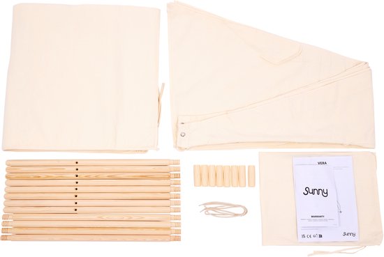 Sunny Vera Tipi-Zelt in Creme für Kinder – Wigwam-Spielzelt aus Baumwolle mit Fenster – Tipi-Zelt für Kinder mit Bodenmatte – 110 x 110 x 160 cm – Stangen aus Holz
