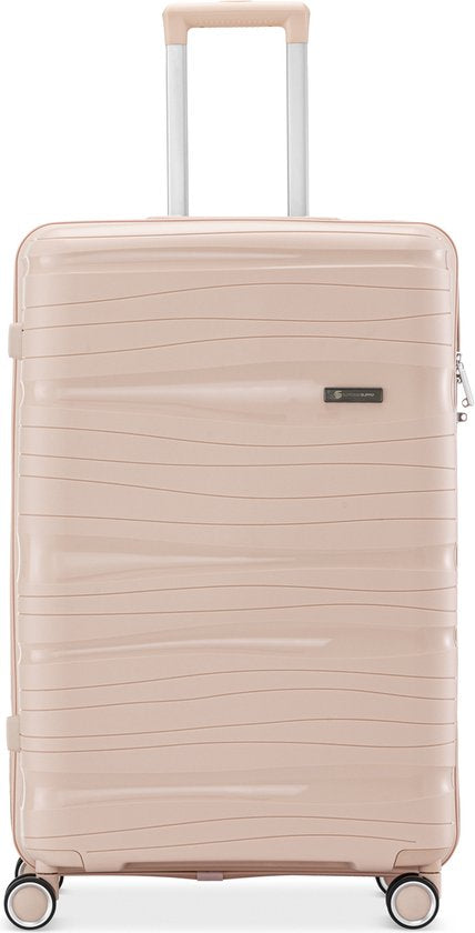 SKYCASES Travelin' Charm - 28-inch großer Reisekoffer - Zahlenschloss - 41x24x69 cm - 98L - Leicht, wasserdicht & langlebig - Hellrosa
