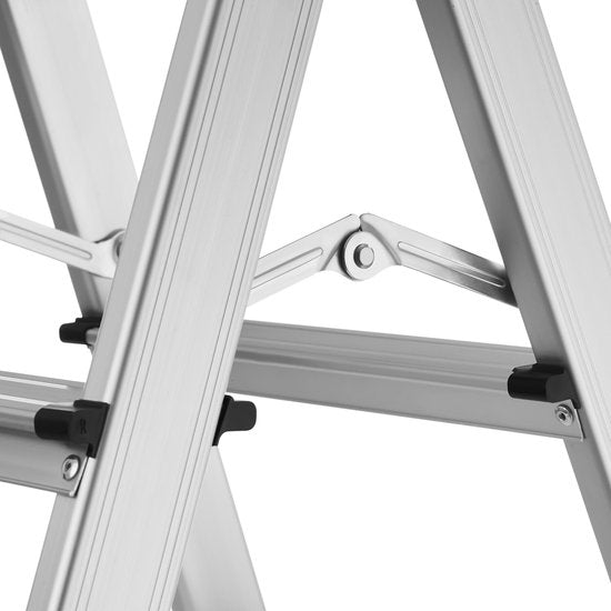 tectake® Doppelseitige Aluminium-Küchenleiter – 2 Sprossen – 38,5 cm – Stabile Leiter – Zusammenklappbare Trittleiter – Rutschfeste Haushaltsleiter