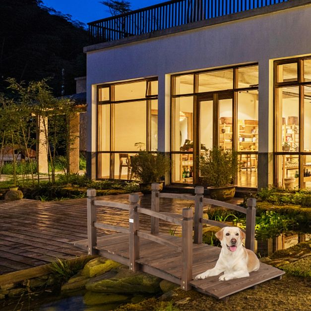 Teichbrücke Gartenbrücke Holzbrücke mit Handlauf 171 x 76,5 x 58,5 cm Dekorative Brücke Holzbrücke aus Kiefer Zierbrücke für Gartenteich