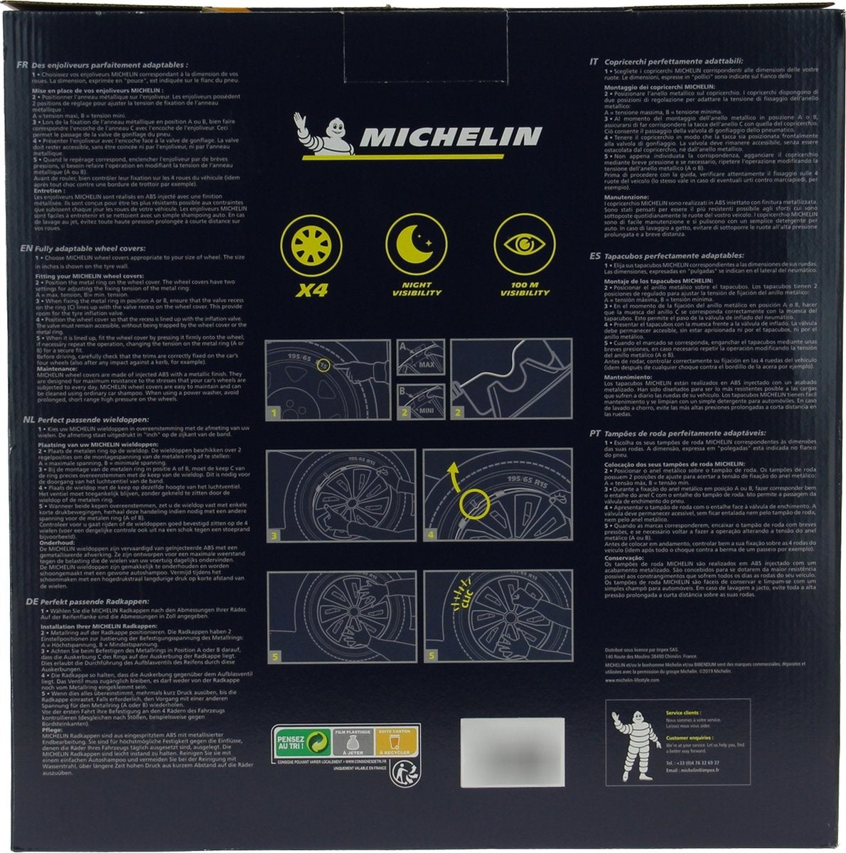 Michelin Radkappen 14-Zoll - silber/schwarz - 4 Stück