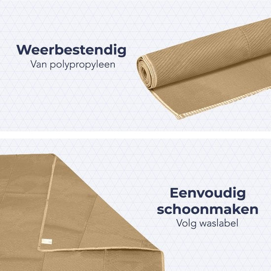 LifeGoods Outdoor-Teppich - 152x230CM - Gartenteppich - Inkl. Tragetasche - Beige