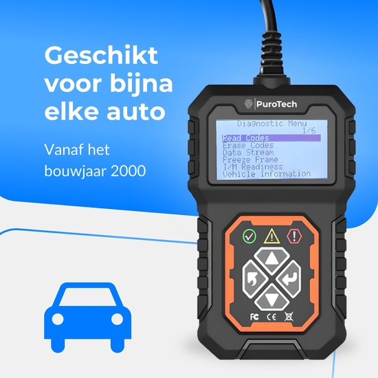 PuroTech OBD2 Scanner - OBD - Diagnoserechner - Fehlerbeseitigung - Auslesegeräte - Autozubehör - Autoauslese - Diagnosegeräte für Autos - Motorschaden - Niederländisches Handbuch
