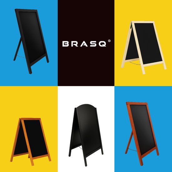 BRASQ Kreidetafel „Elegance“ Schwarz – 70 x 130 cm – Kreidetafel – Werbetafel – Straßentafel – beidseitig beschreibbar – für den Innen- und Außenbereich – Gastronomie