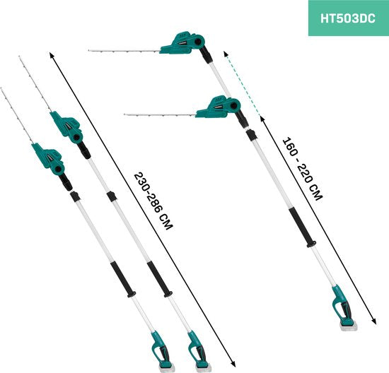 VONROC - Teleskop-Accu-Heckenschere 20V - Kippbares Messer - Stufenlos einstellbar von 200 bis 260 cm - Ohne Akku & Ladegerät