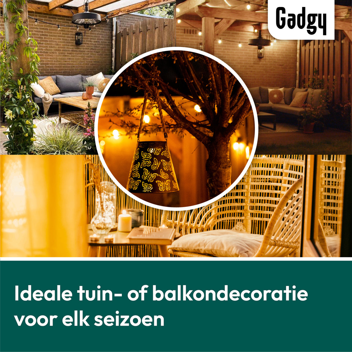 Gadgy Solar Gartenleuchten Schmetterlinge - Hängende Gartenleuchten Led Outdoor - Solar Outdoor Lampe Solarenergie mit Schatteneffekten - Solarlampe Garten, Terrasse & Balkon - Laterne für draußen - Laterne Windlicht auf Solarenergie - Bronze/Gold