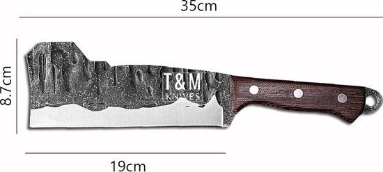 T&M Knives Kochmesser Hammerschlagstahl - Sonderedition - Robustes, handgefertigtes Küchenmesser - Eyecathcer - inkl. Geschenkbox