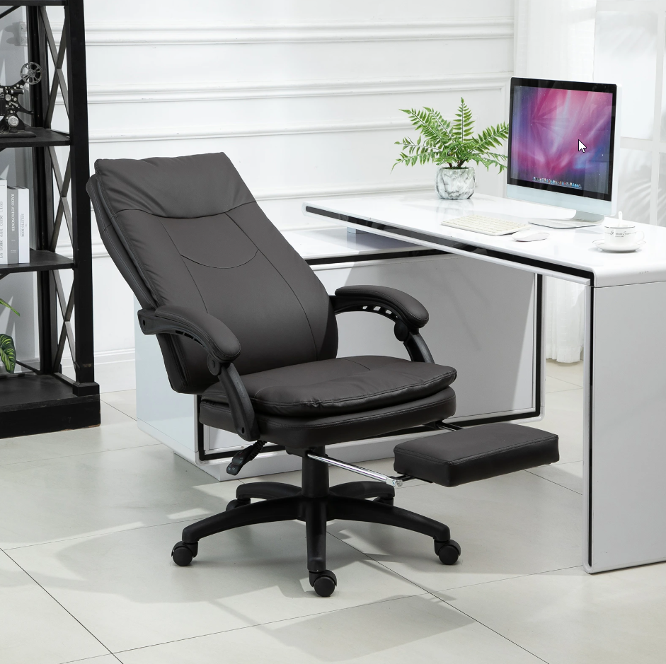 Vinsetto Ergonomischer Bürostuhl - mit Fußstütze - 64 x 64 x 112-120 cm - gepolstert