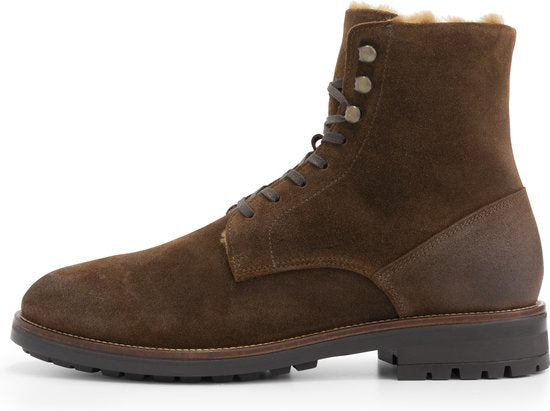 Travelin' Hosio Herren-Schnürstiefel - Lammy-Wollfutter - Cognacbraunes Wildleder
