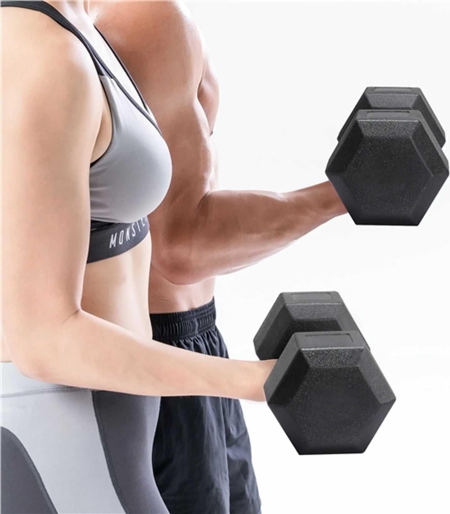 Yaheetech Hanteln Set von 2 x 5 kg - Features Hexagonal Kopf und Anti-Roll-Design und Kunststoffbeschichtung - für Krafttraining und Home Gym - Schwarz Kunststoff und Beton - 28,5 x 15 x 13 cm