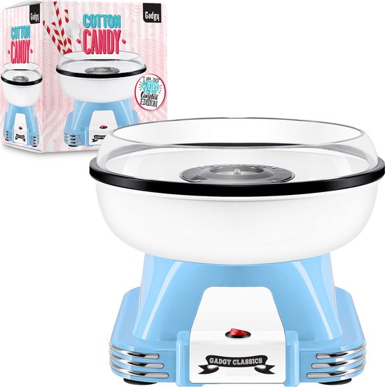 Gadgy Zuckerwattemacher Retro Blau - Mit 10 Stäbchen und Messlöffel - Zuckerwattemacher - Süßigkeiten - Kinderparty