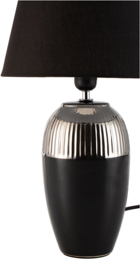 Pauleen Tischlampe Midnight Beauty - Keramik & Textil | Schwarz/Silber | E27 | Max 1x20W exklusiv
