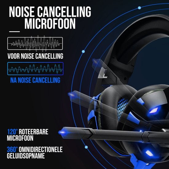 Strex - Gaming Headset mit Mikrofon Blau - PC + PS4 + PS5 + Xbox One + Xbox Serie