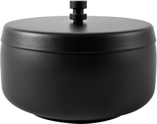 BRASQ Tischaschenbecher Schwarz mit Deckel - Edelstahl - 1 Liter Fassungsvermögen - Aschenbecher für den Innen- und Außenbereich