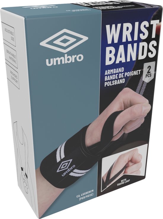 Umbro - Armbänder - 2 Stück - Handgelenkschützer - Krafttraining und Fitness - Weiß/Schwarz